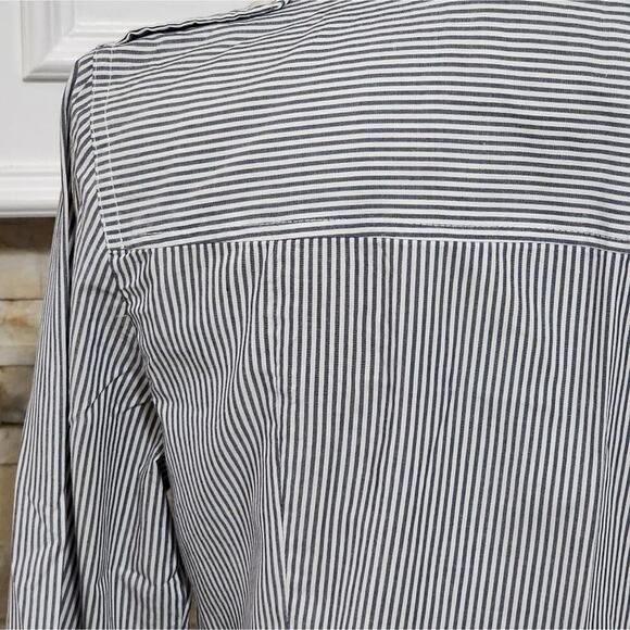 Michael Kors pin striped button down shirt military style with epaulets size med - Picture 5 of 7